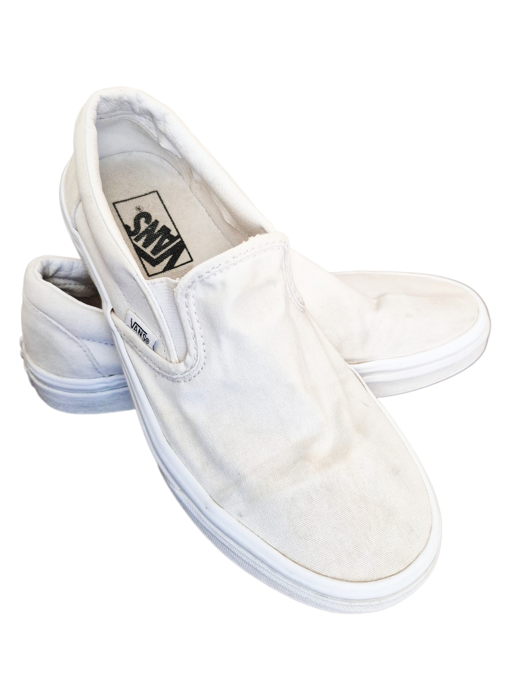 Vans Classic Slip-On White Canvas Shoes Women's 8.5 Men's 7 Skate Casual